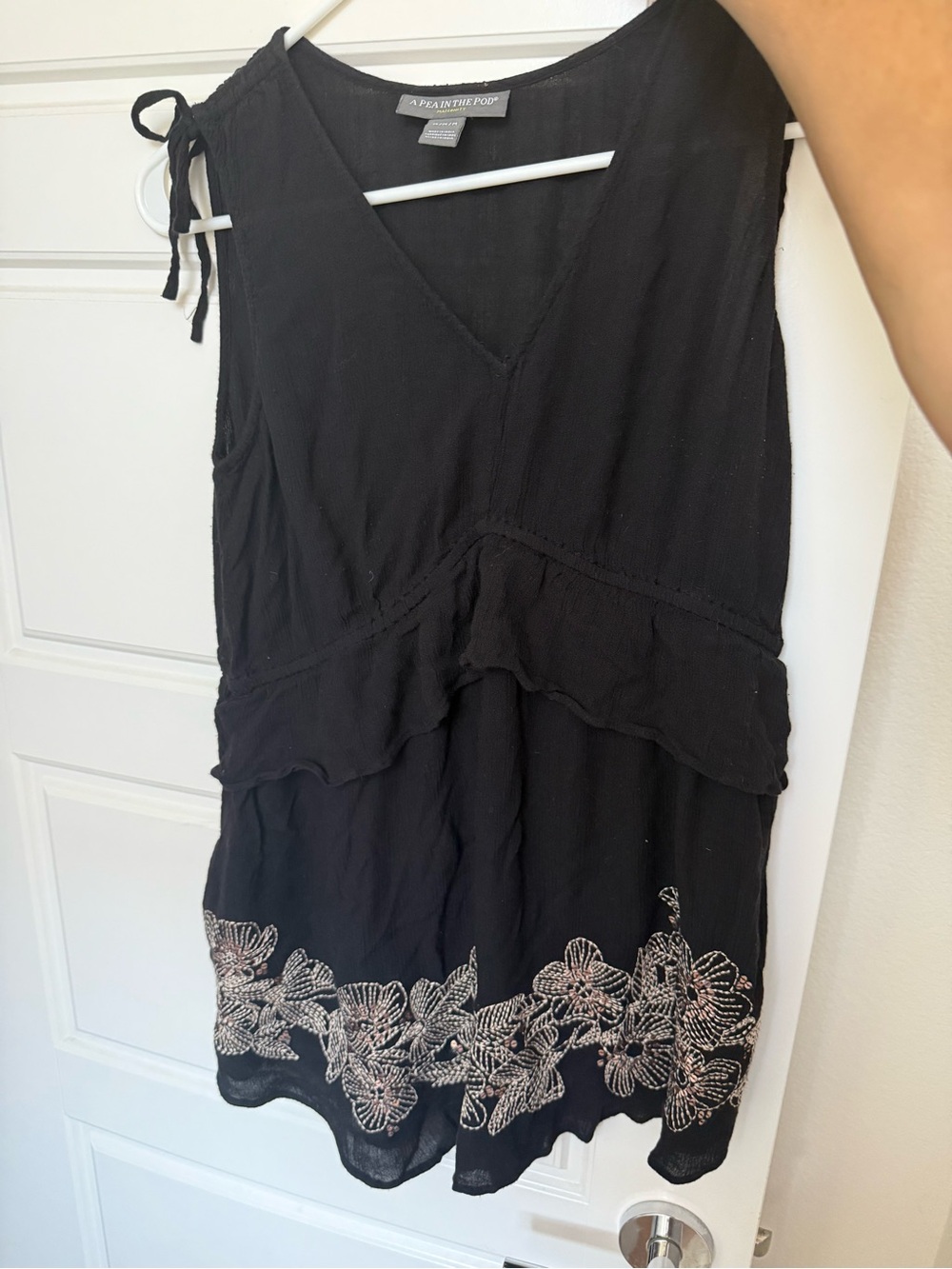 A Pea in the Pod Black Embroidered Sleeveless Maternity Top
